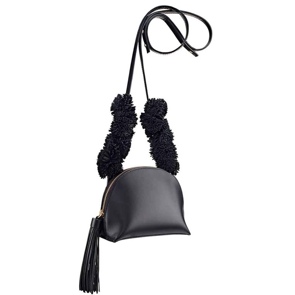Loeffler Randall | Crossbody Pouch in Black with Pom Poms